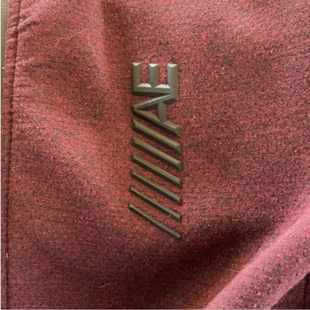American Eagle Flex Zip Sweatshirt Burgundy Gray Heavyweight Hoodie Winter Gift - Picture 13 of 16